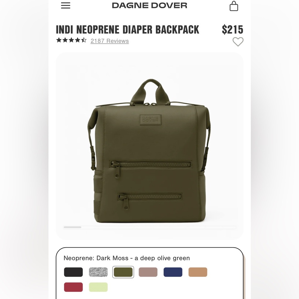 Large Dagne Dover Indi Diaper Bag (Green, excellent condition)